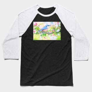 Bird on a Branch Impressionist Painting Baseball T-Shirt